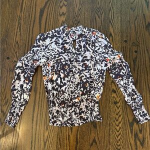 Parker Black and Orange Abstract Blouse